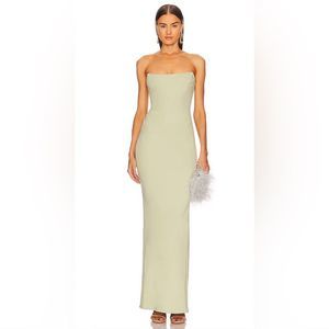 Michael Costello x REVOLVE Briggs Gown in Sage Strapless Column Maxi Dress Small